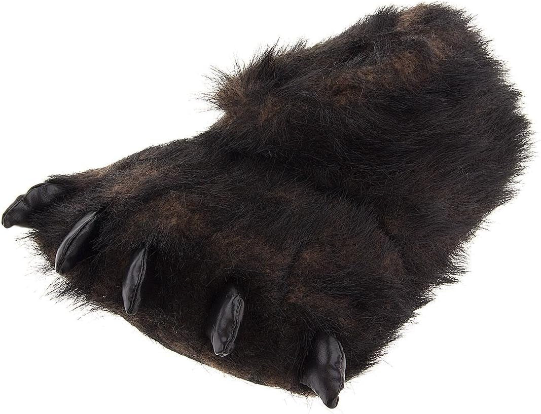 Cozy AUCHOIS Fuzzy Black Bear Paw Slippers - Unisex Medium Size for Ultimate Comfort