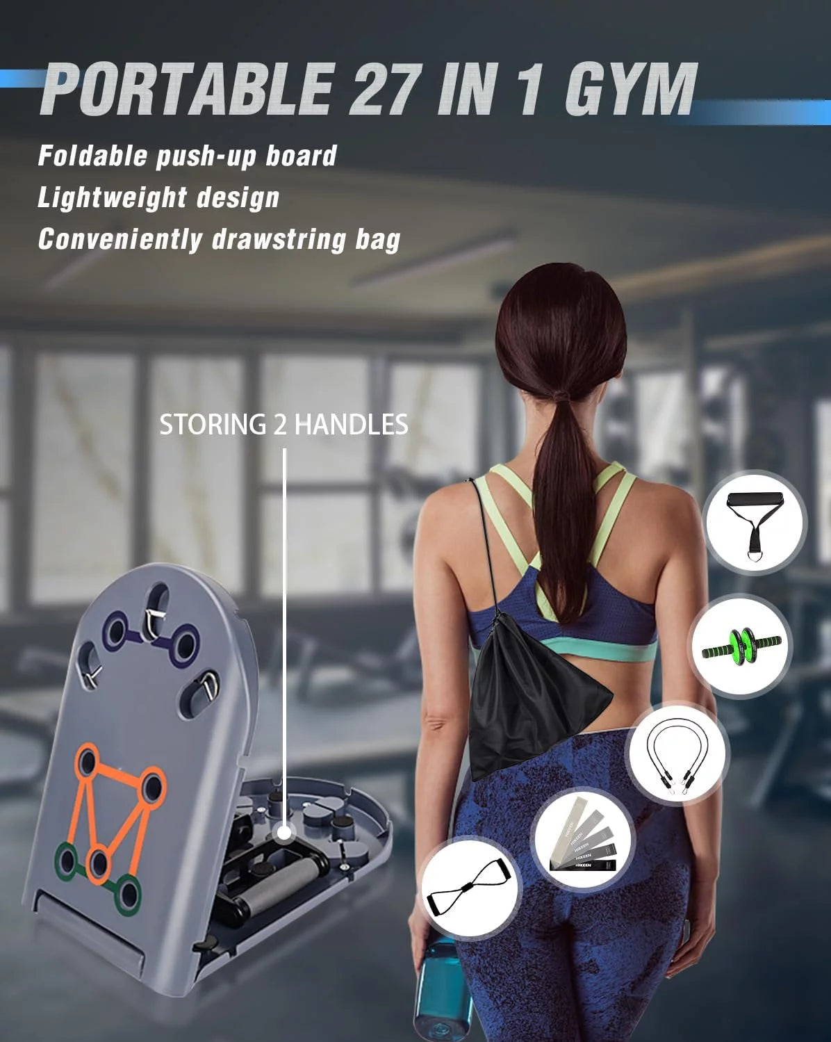 Ultimate 27-In-1 Portable Gym System: Build Muscle Anywhere with Push-Up Board & Resistance Bands!