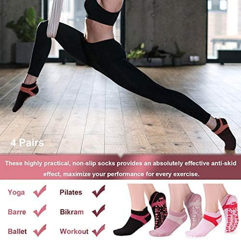 Non-Slip Yoga Socks for Women - Anti-Skid Pilates & Barre Grips, Perfect Fit Size 5-10