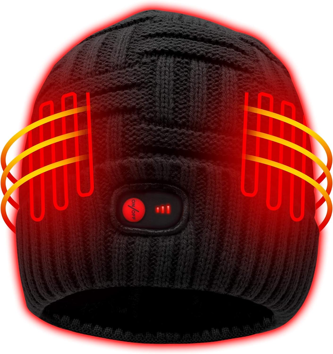 Rechargeable 7.4V Heated Beanie for Men & Women - Winter Warm Electric Knitted Skull Cap