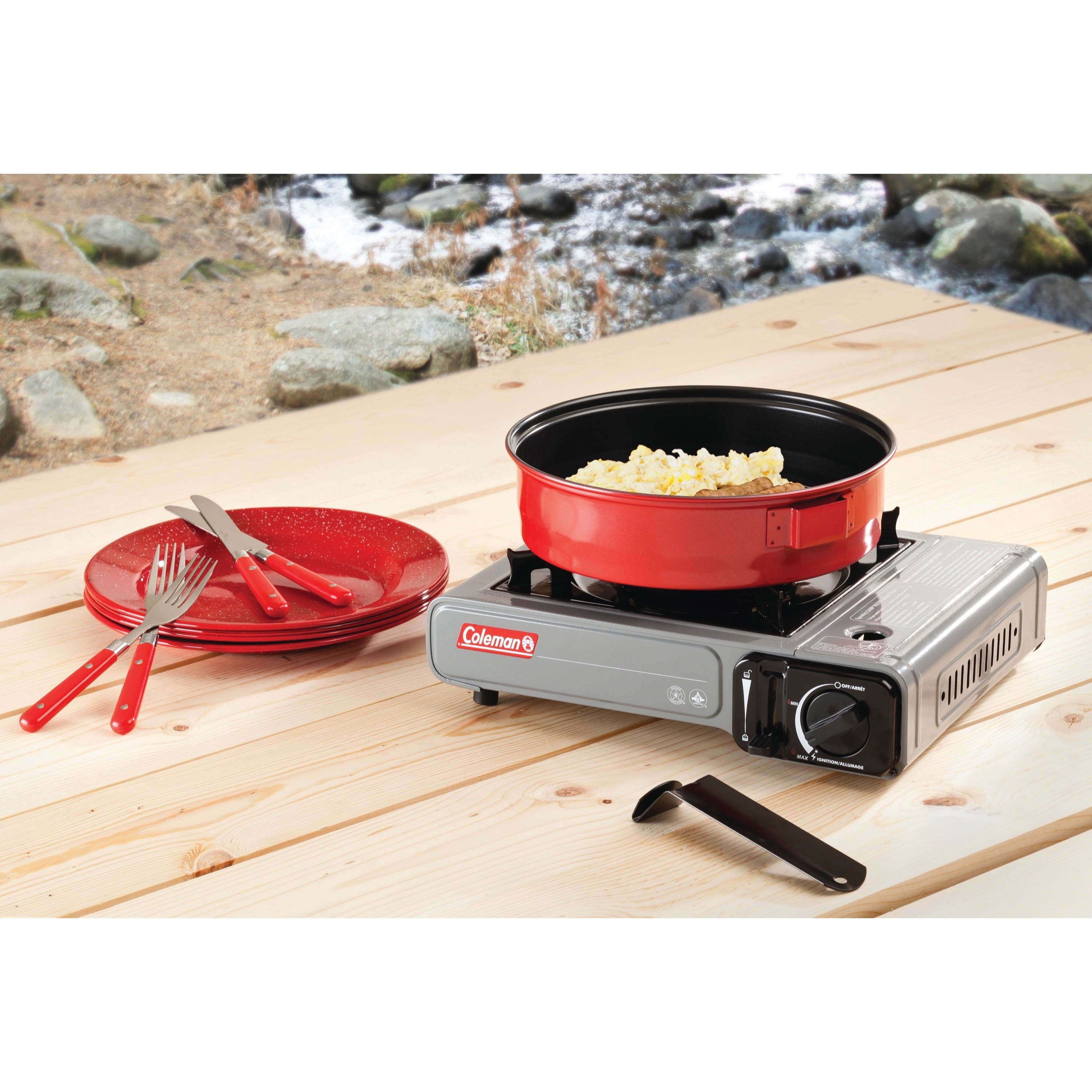 Compact Gray Butane Camping Stove - 1 Burner Portable Cooking Solution