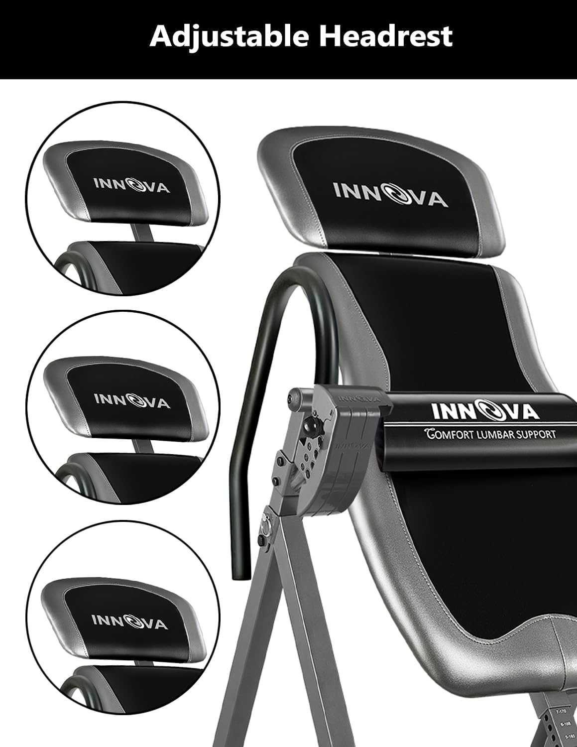 Innova Inversion Table - Adjustable Headrest, Reversible Ankle Holders, 300 lb Capacity for Ultimate Comfort and Support