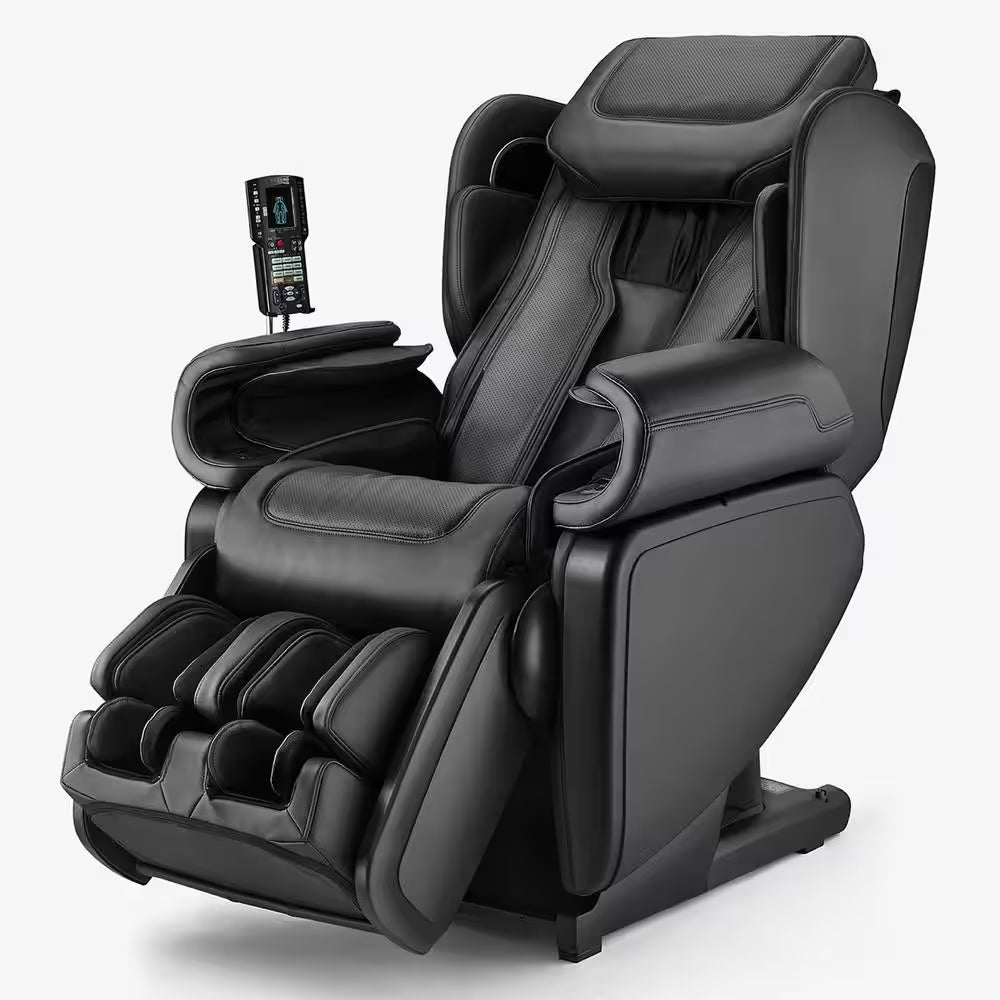 Kagra 4D Super Stretch Massage Chair in Black Synthetic Leather - Ultimate Comfort and Relaxation