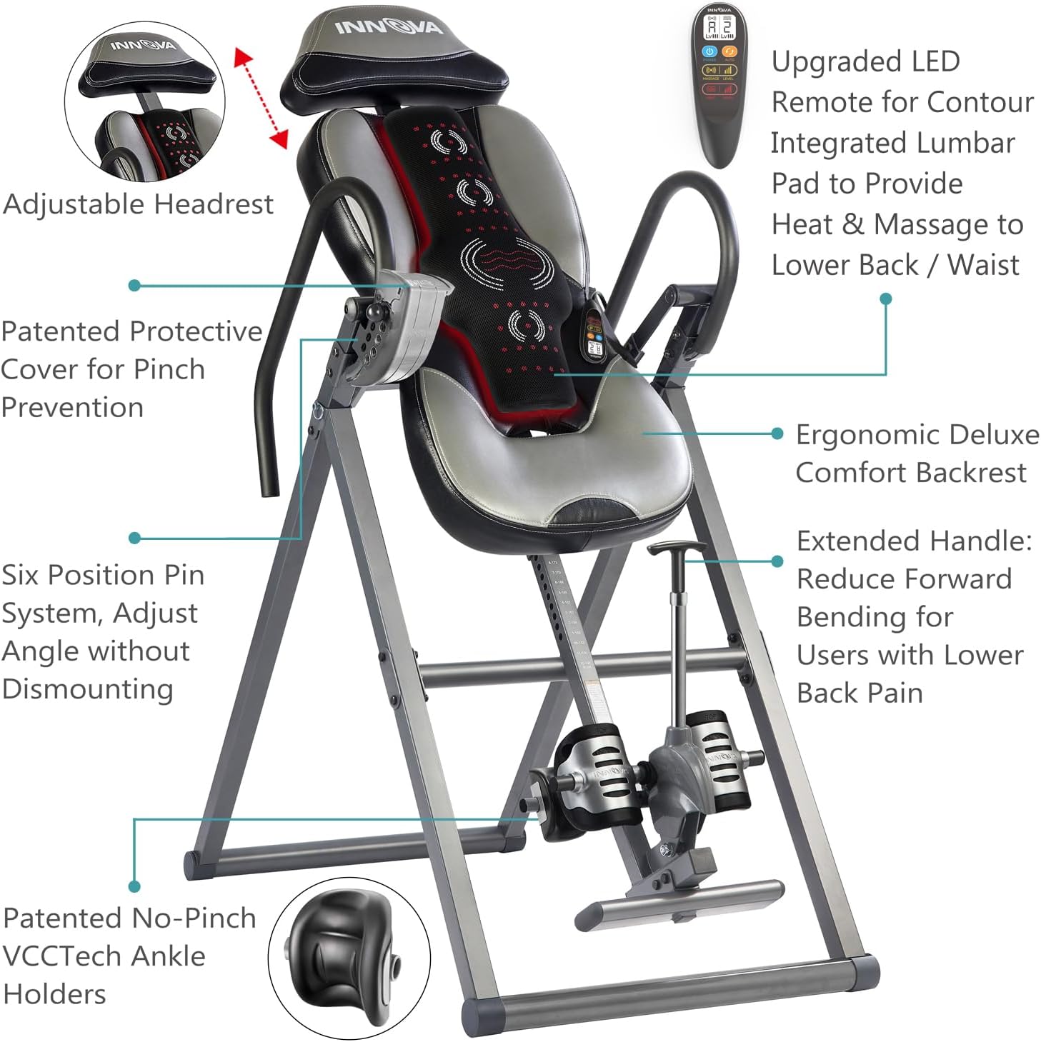 ITM5900 Advanced Heat & Massage Inversion Table - Ultimate Relaxation in Gray/Black