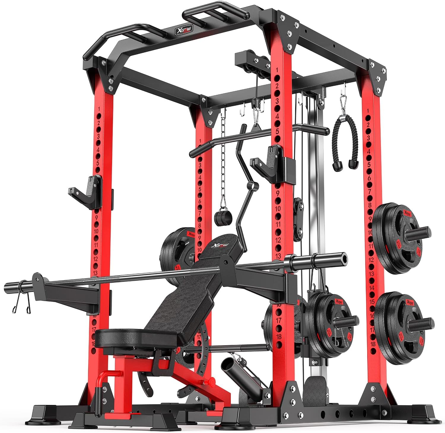 Ultimate Power Rack & Multi-Function Squat Cage with Cable Crossover - Perfect for Home & Garage Gyms!