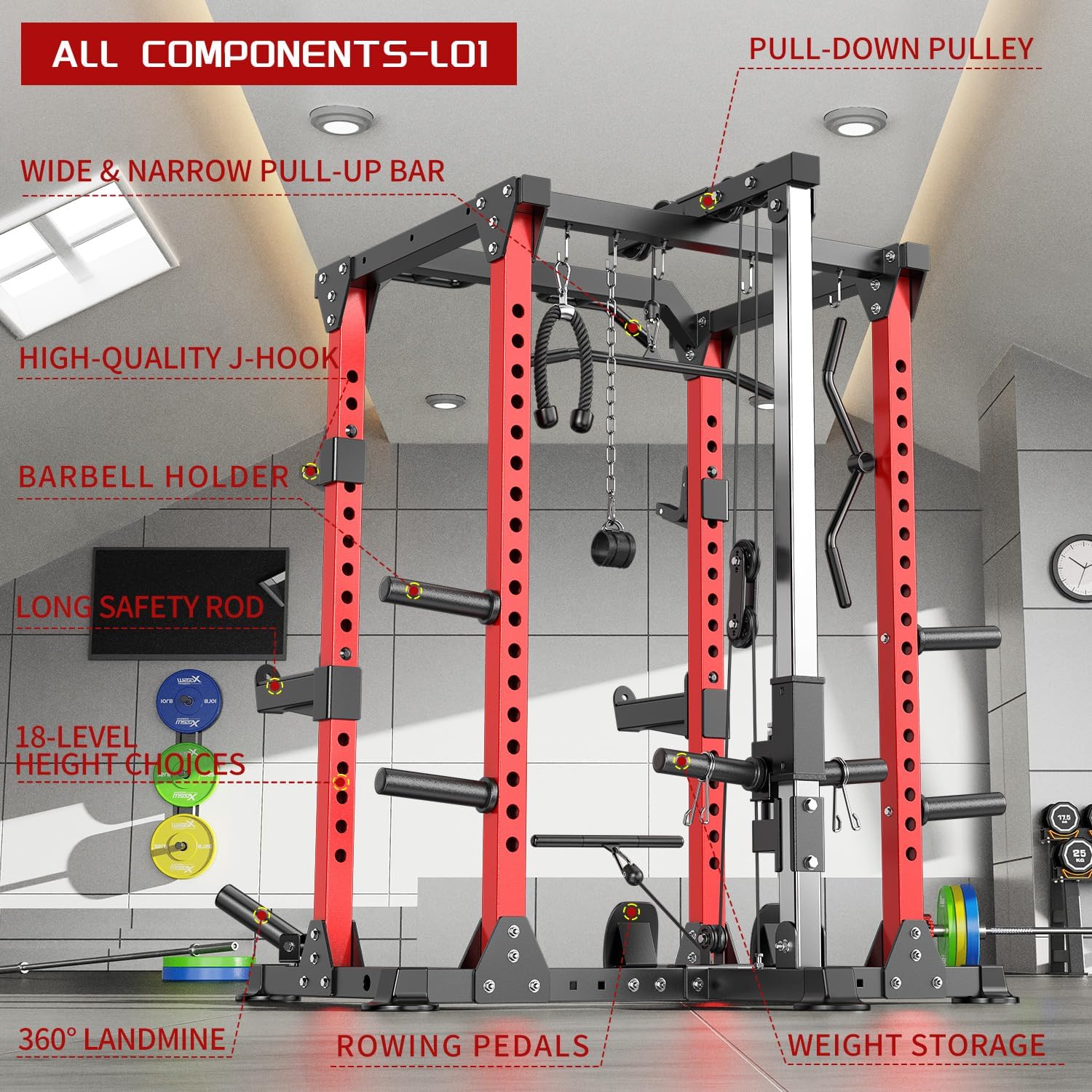 Ultimate Power Rack & Multi-Function Squat Cage with Cable Crossover - Perfect for Home & Garage Gyms!