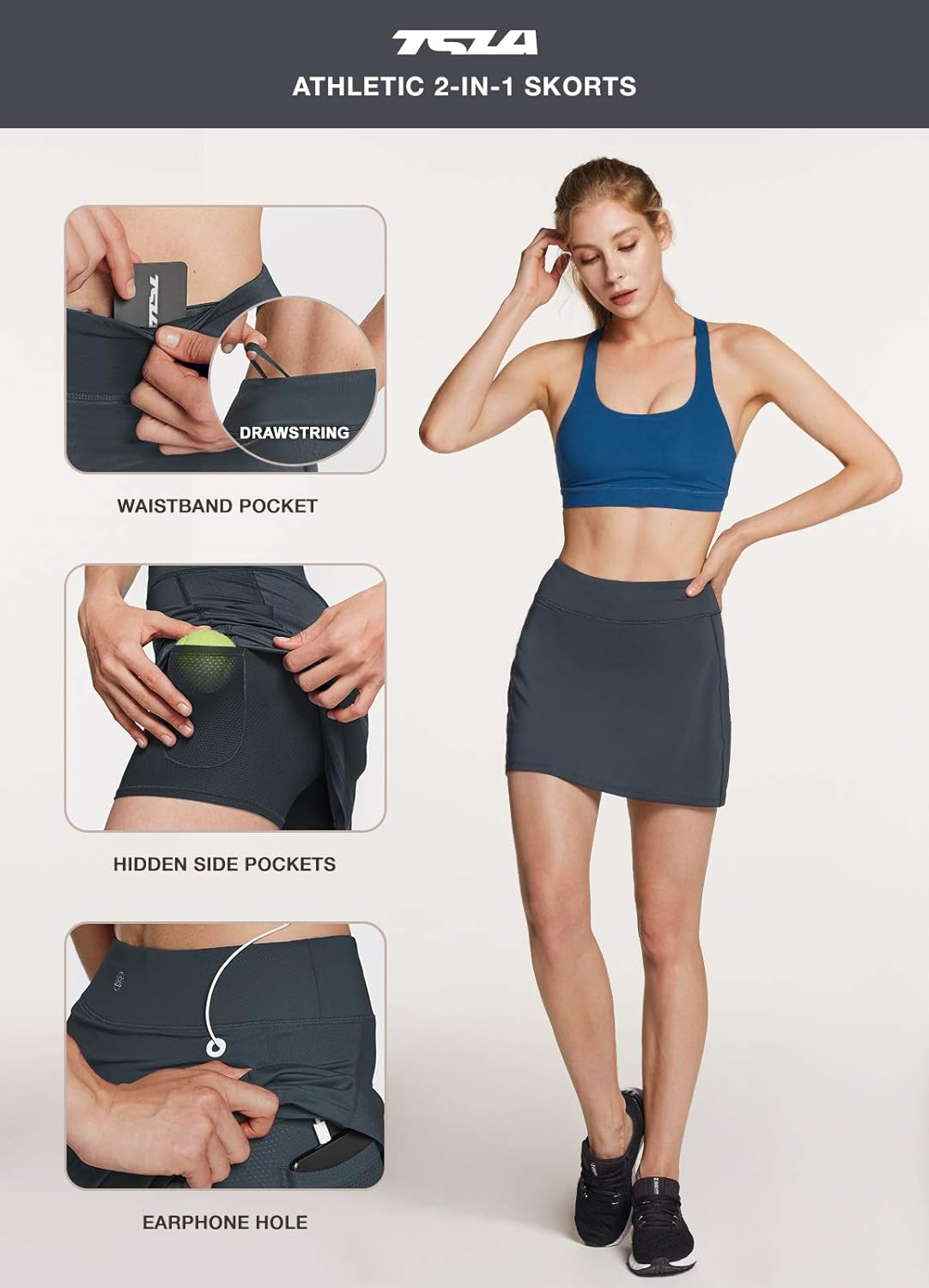 Lightweight Women's Athletic Skorts - Versatile Tennis, Running & Golf Skirts with Pockets & Built-In Shorts