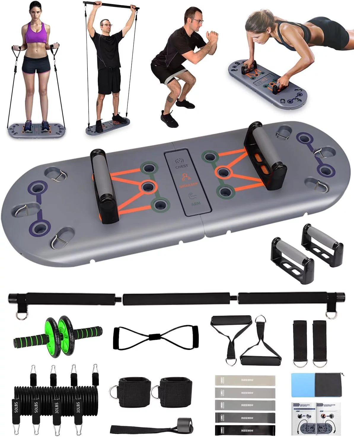 Ultimate 27-In-1 Portable Gym System: Build Muscle Anywhere with Push-Up Board & Resistance Bands!