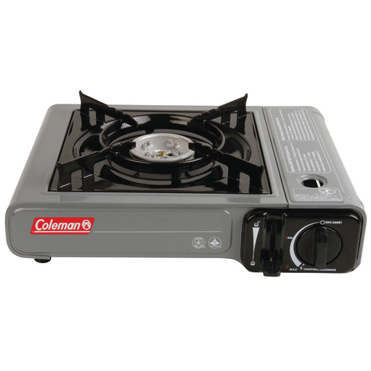 Compact Gray Butane Camping Stove - 1 Burner Portable Cooking Solution