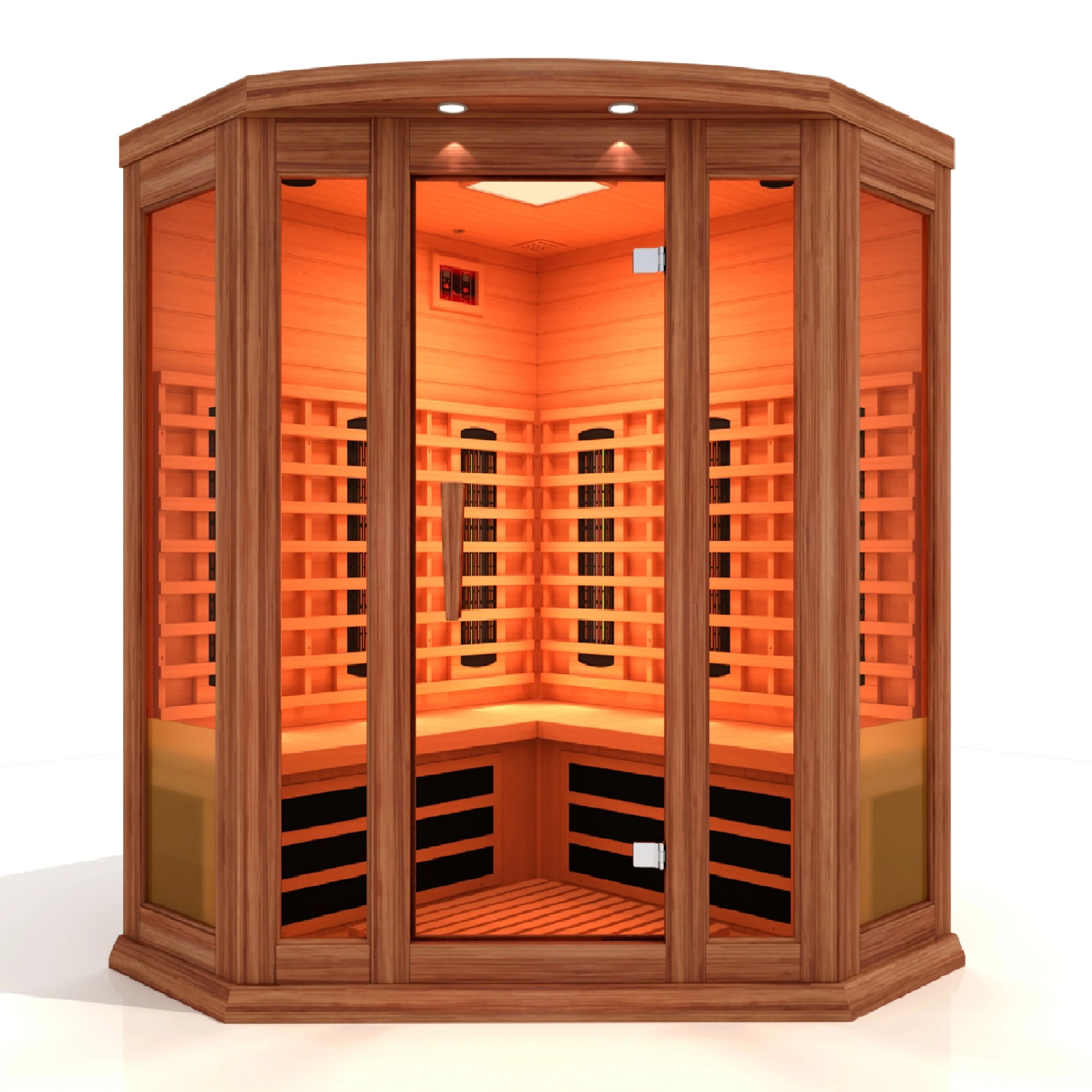 Luxurious 3-Person Corner FAR Infrared Sauna - Experience Full Spectrum Wellness with Near Zero EMF in Canadian Red Cedar
