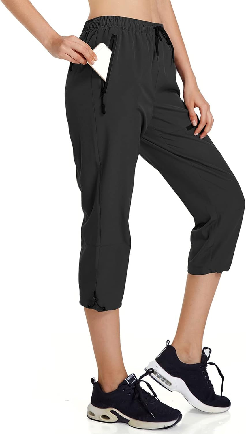 Lightweight Women's Quick-Dry Hiking Capri Pants with UPF 50+, Water-Resistant Fabric & Zipped Pockets