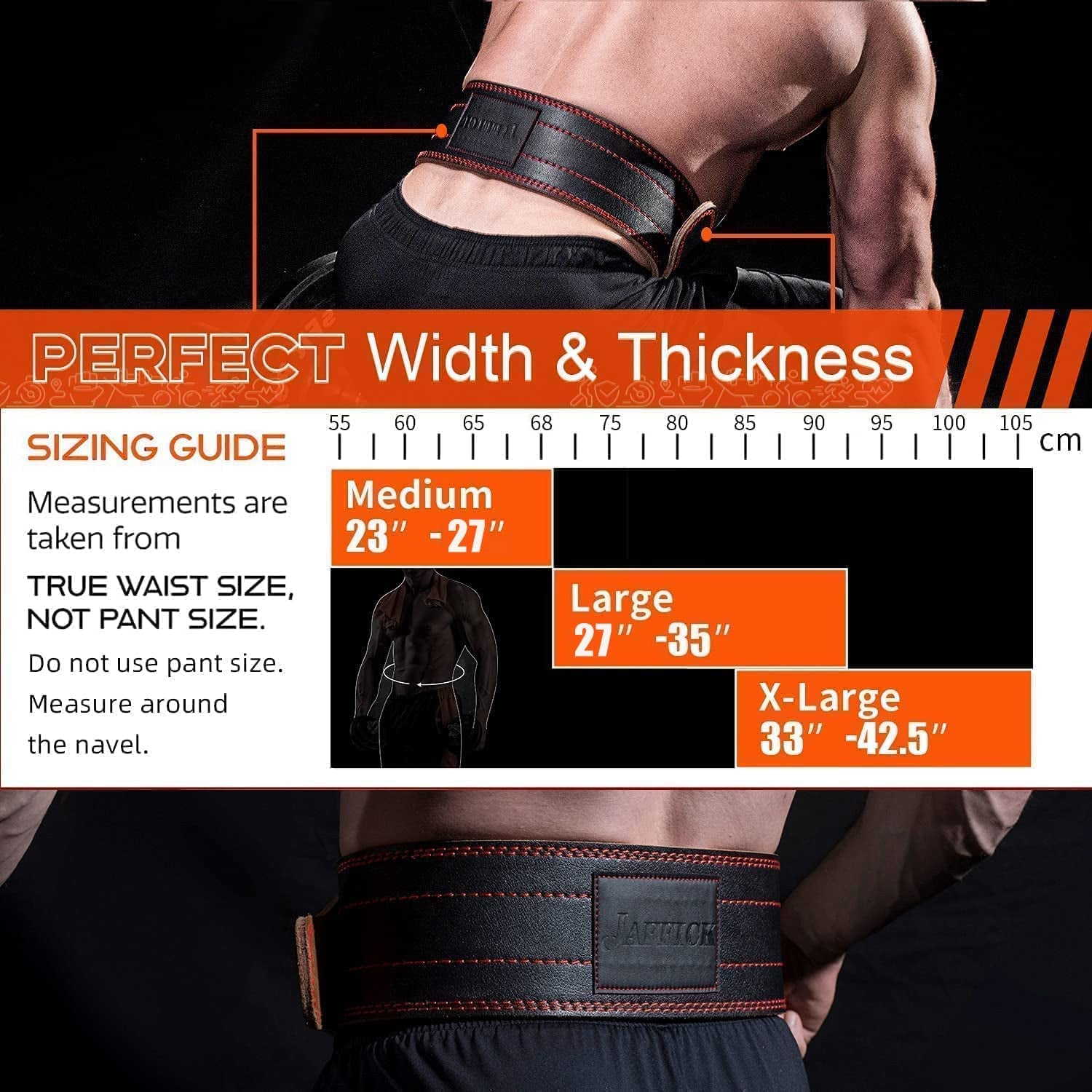 Premium Genuine Leather 4-Inch Weight Lifting Belt for Ultimate Lower Back Support - Perfect for Squats, Deadlifts, and Cross Training (Supports Up to 800 Lbs)