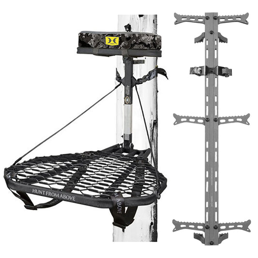 Ultimate COMBAT Hang-On Hunting Tree Stand with 3 Helium Climbing Sticks - Elevate Your Hunt!