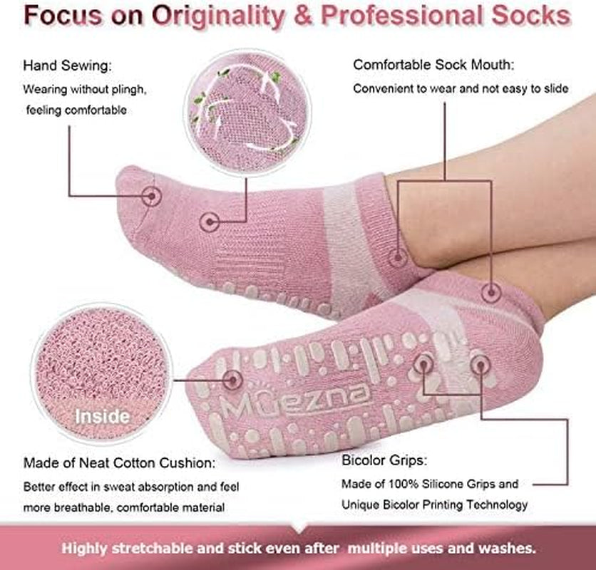 Non-Slip Yoga Socks for Women - Anti-Skid Pilates & Barre Grips, Perfect Fit Size 5-10