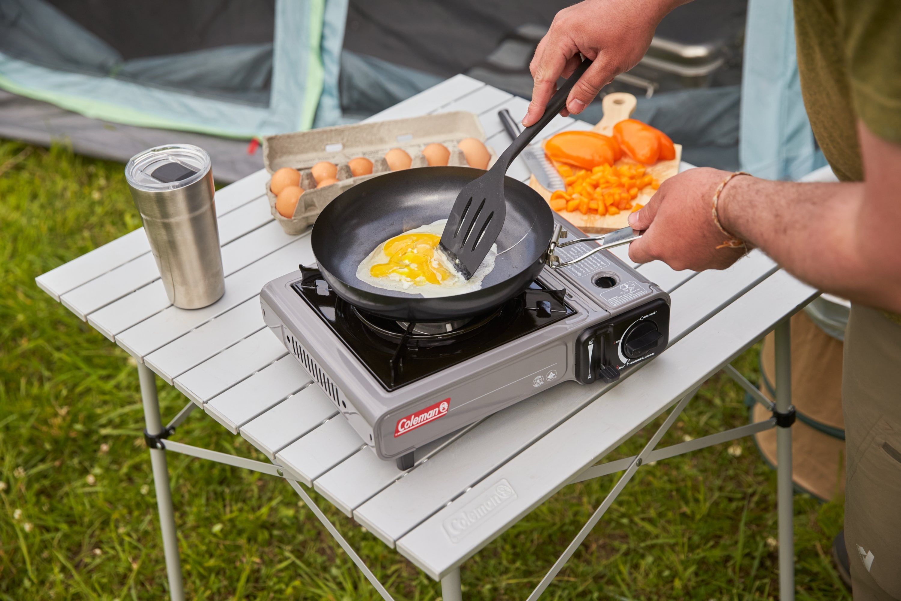 Compact Gray Butane Camping Stove - 1 Burner Portable Cooking Solution